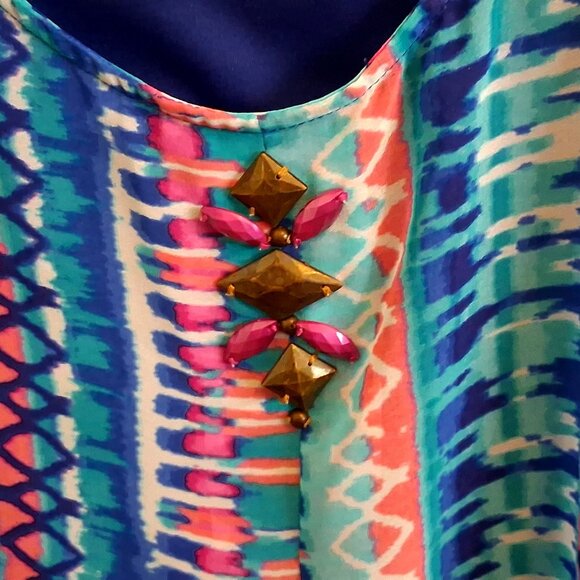 Ruby Red Wonen's Layered Pancho Top Blouse - Picture 4 of 8